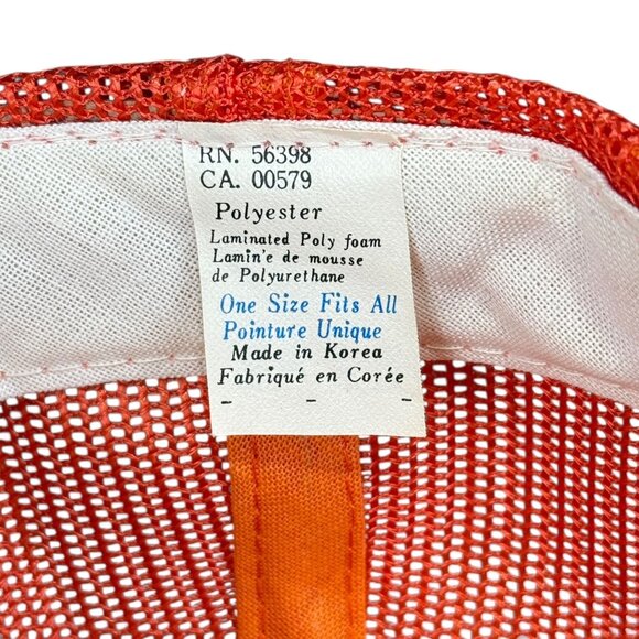 Vintage 80s Jimmy Buffett Trucker Hat Orange Mesh Snapback White Foam Front - Picture 5 of 6